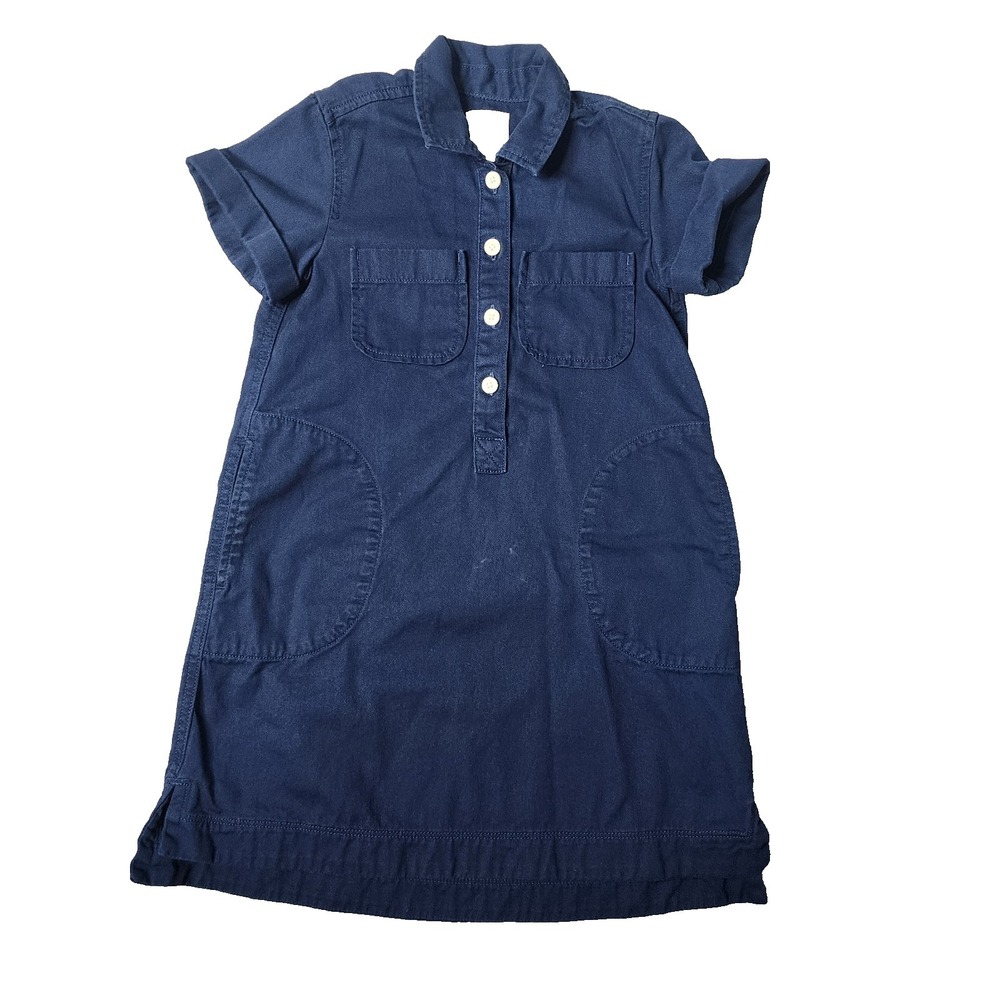 Crew Cuts 100% Cotton Shirt Dress Blue Short Sleeve Button Front Pockets Size‎ 7